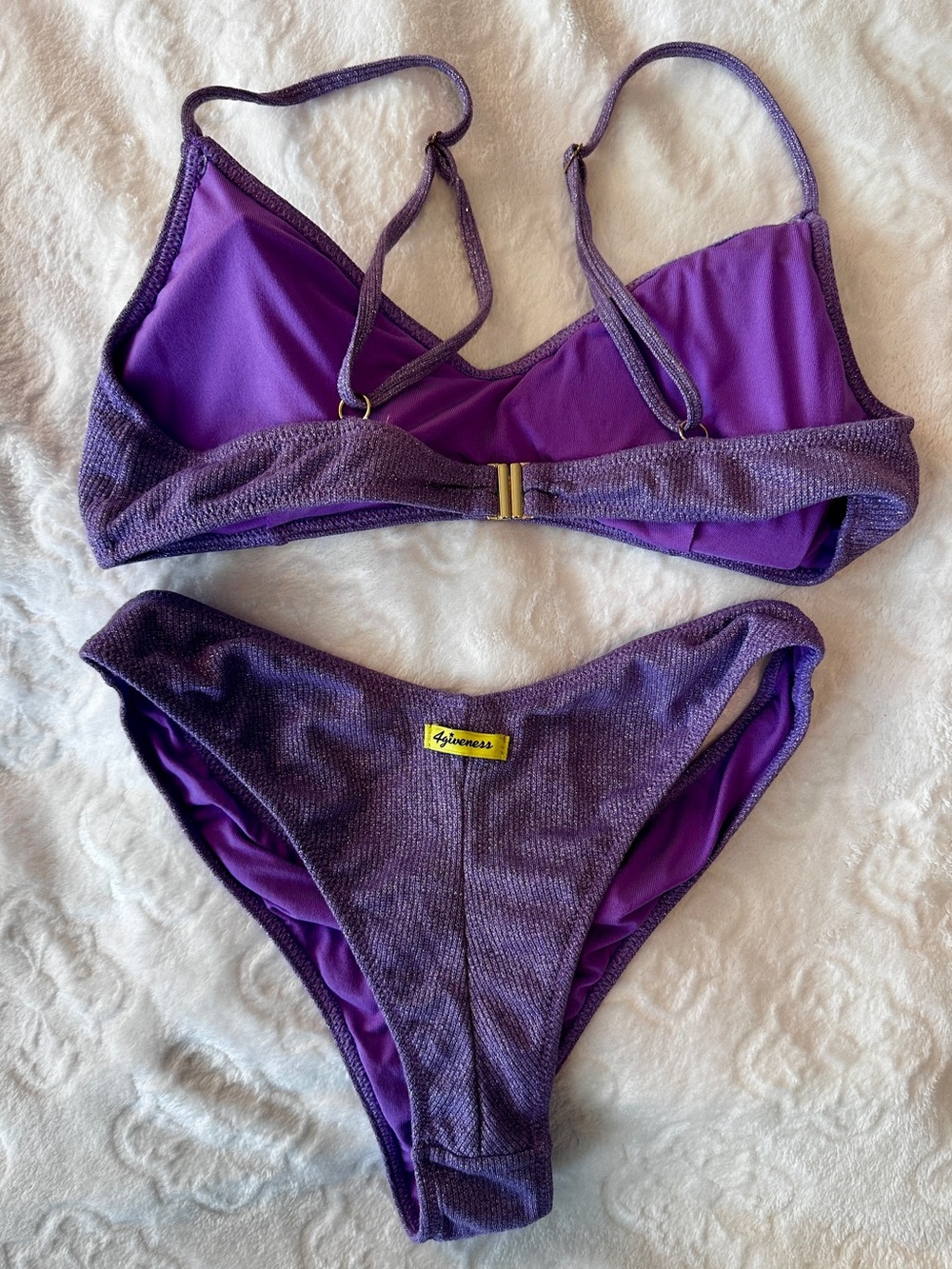 4GIVENESS Glittery Purple Bikini Set Size M - Picture 2 of 6